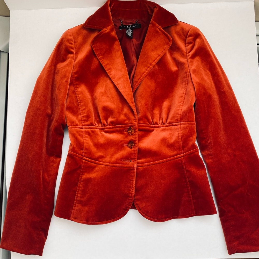 Laundry By Shelli Segal Burnt Orange Velvet Blazer
